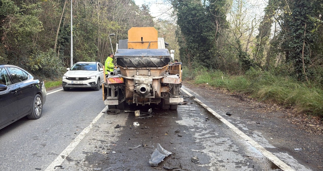 Sarıyer’de ciple beton dökme kamyonu kafa kafaya çarpıştı: 3 yaralı